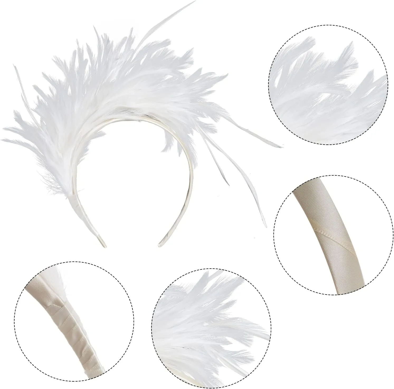 1920s Feathers Fascinator Headband 50s Prom Queen Headpiece for Women Cocktail Wedding Tea Party Gatsby