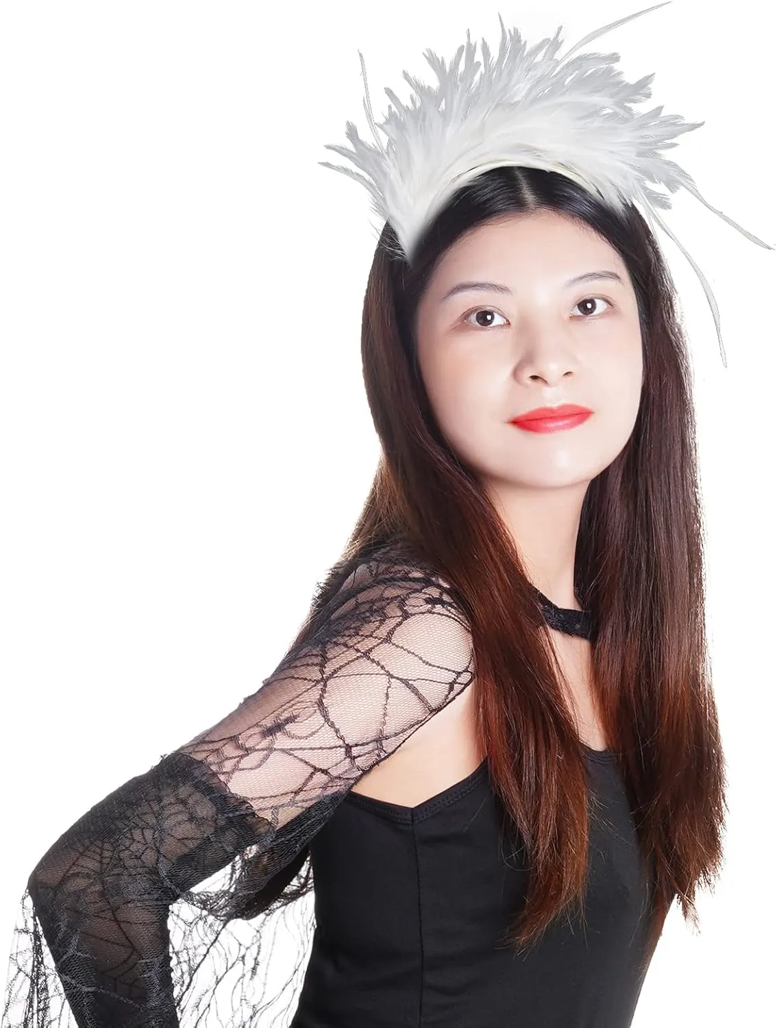1920s Feathers Fascinator Headband 50s Prom Queen Headpiece for Women Cocktail Wedding Tea Party Gatsby
