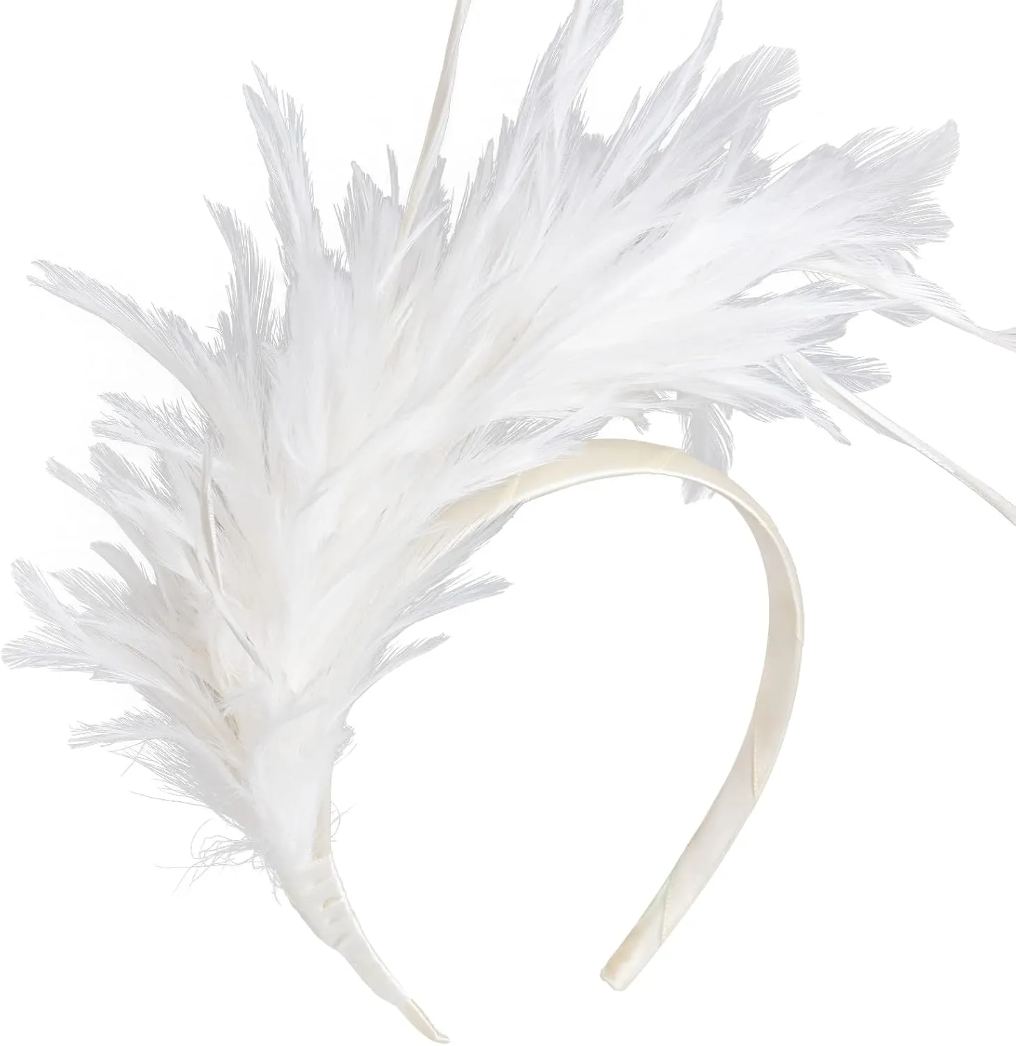 1920s Feathers Fascinator Headband 50s Prom Queen Headpiece for Women Cocktail Wedding Tea Party Gatsby
