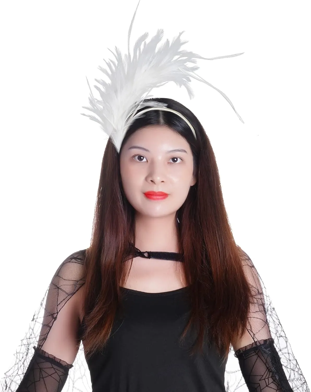 1920s Feathers Fascinator Headband 50s Prom Queen Headpiece for Women Cocktail Wedding Tea Party Gatsby