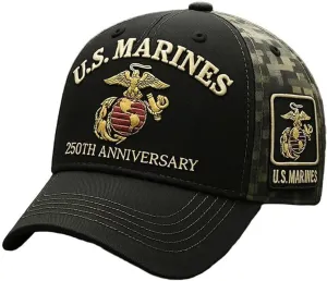 250Th Anniversary Tribute Cap, Marine Corp hat, Adjustable Veterans Cap, Marine Corps 250th Anniversary Cap Black