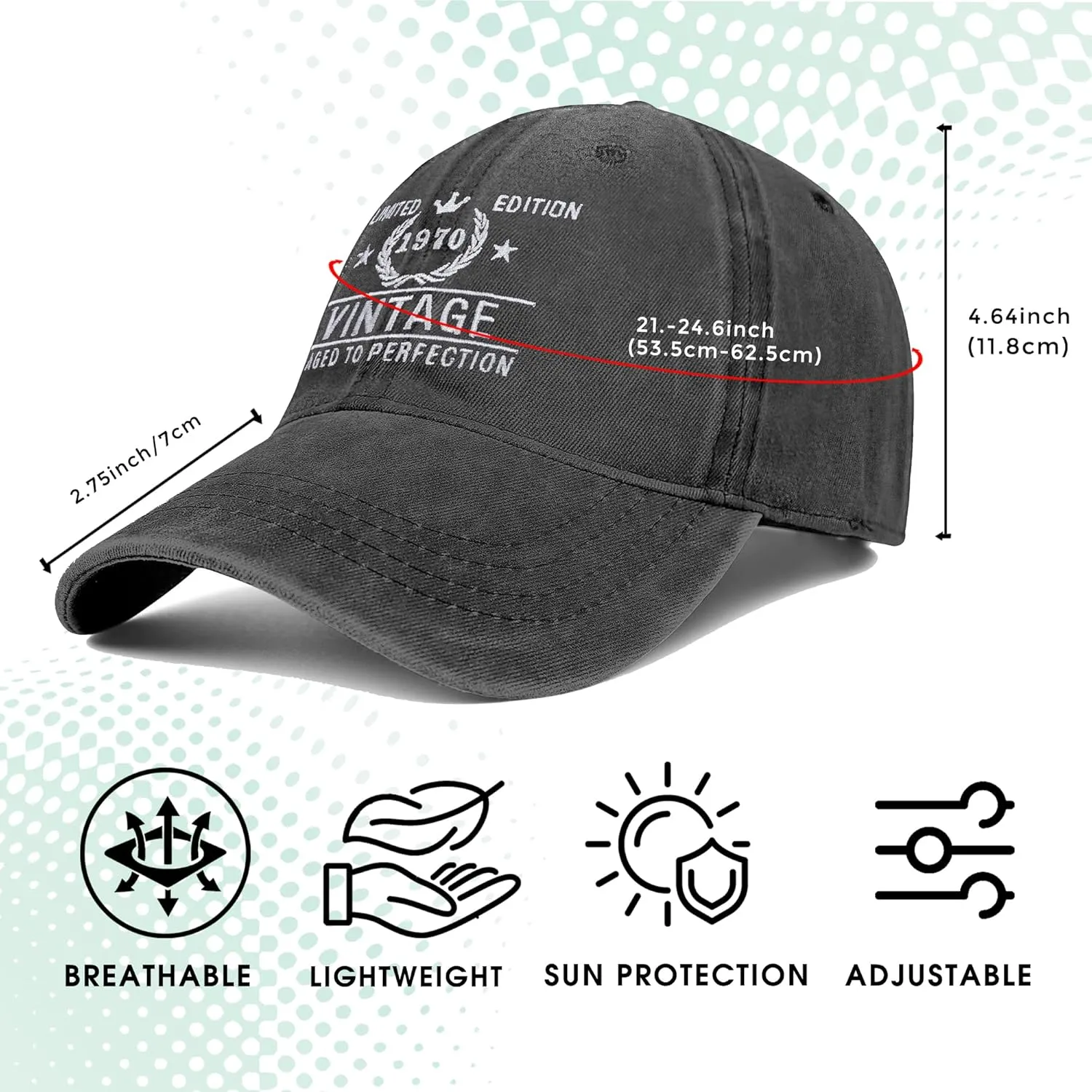 55th Birthday Gifts for Men Women 55 Year Old Gift Idea 1970 Vintage Baseball Hats
