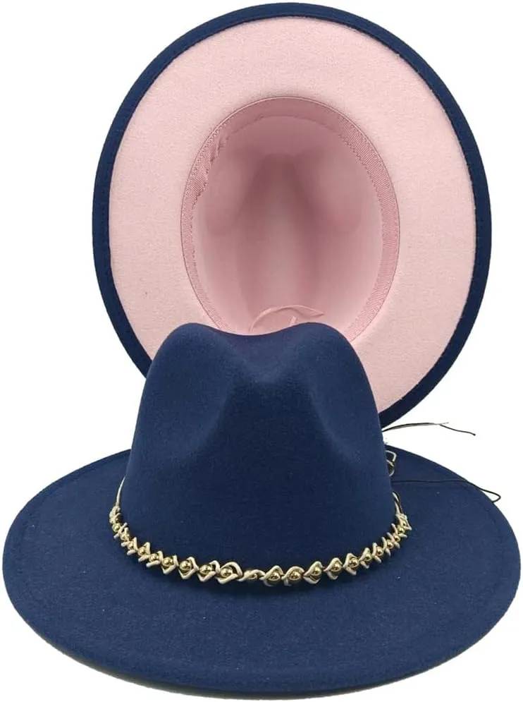 All-Match Fedora Hat Dual Color Classic Jazz Hat Men and Women Wide Brimmed Hat