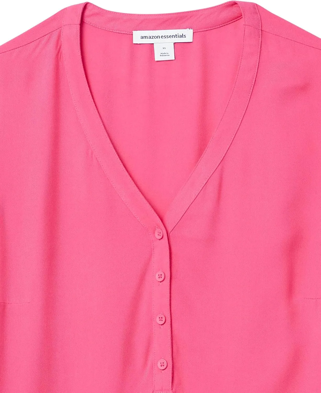 Amazon Essentials Women's 3/4 Sleeve Button Popover Shirt, Loose-Fit V-Neck Blouse