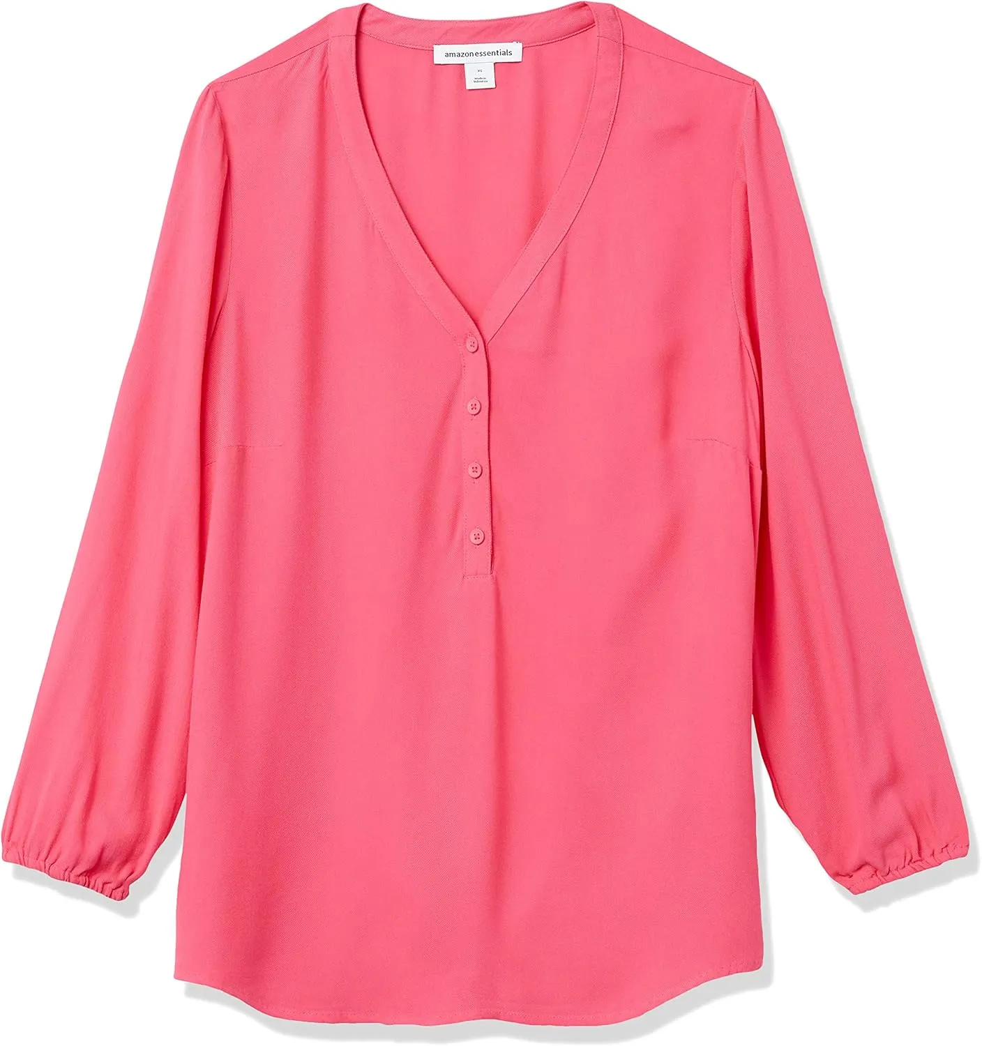 Amazon Essentials Women's 3/4 Sleeve Button Popover Shirt, Loose-Fit V-Neck Blouse