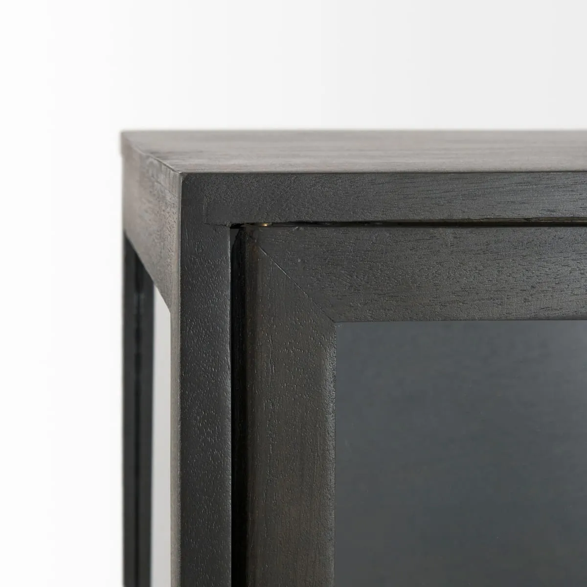 Arelius Cabinet Dark Brown Wood | Black Metal