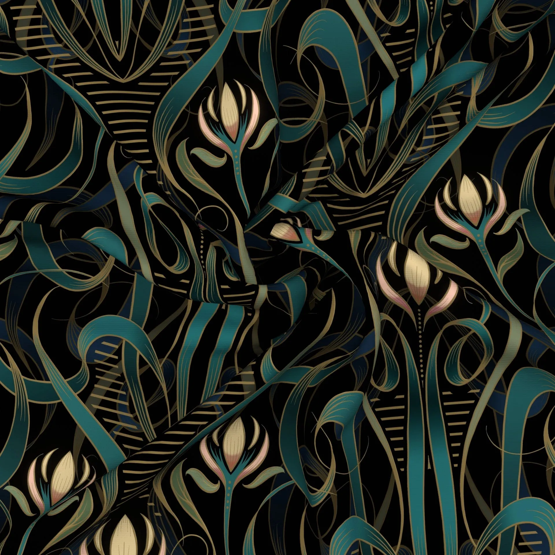 Art Nouveau French Waltz | Jewel Green   Black