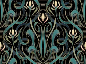 Art Nouveau French Waltz | Jewel Green   Black
