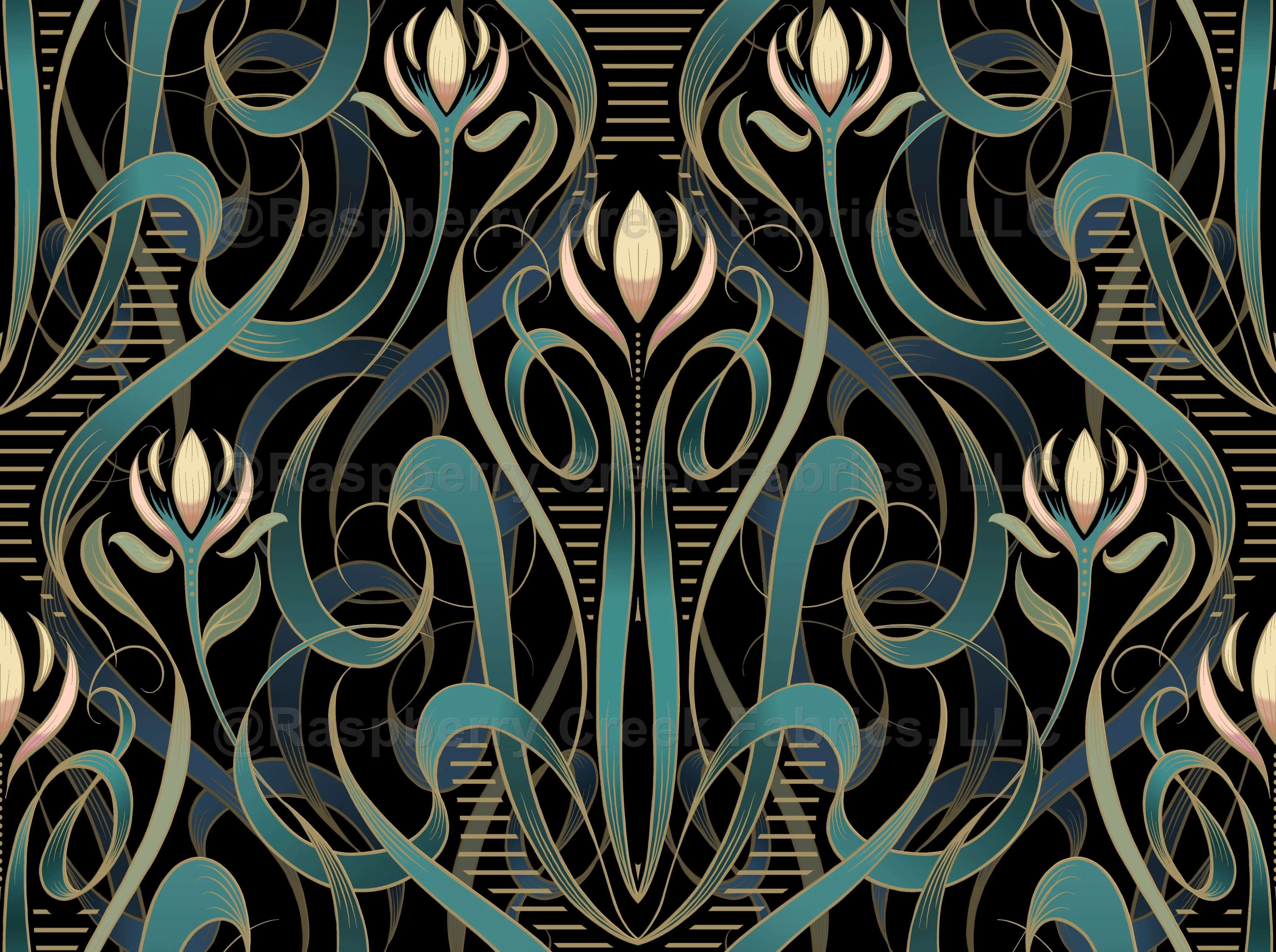 Art Nouveau French Waltz | Jewel Green   Black