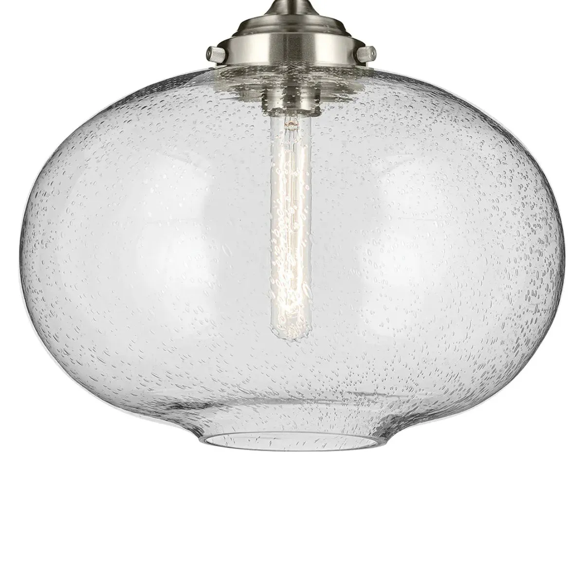 Avery 15" 1-Light Semi-Flush Mount Light with Clear Glass, Brushed Nickel Finish