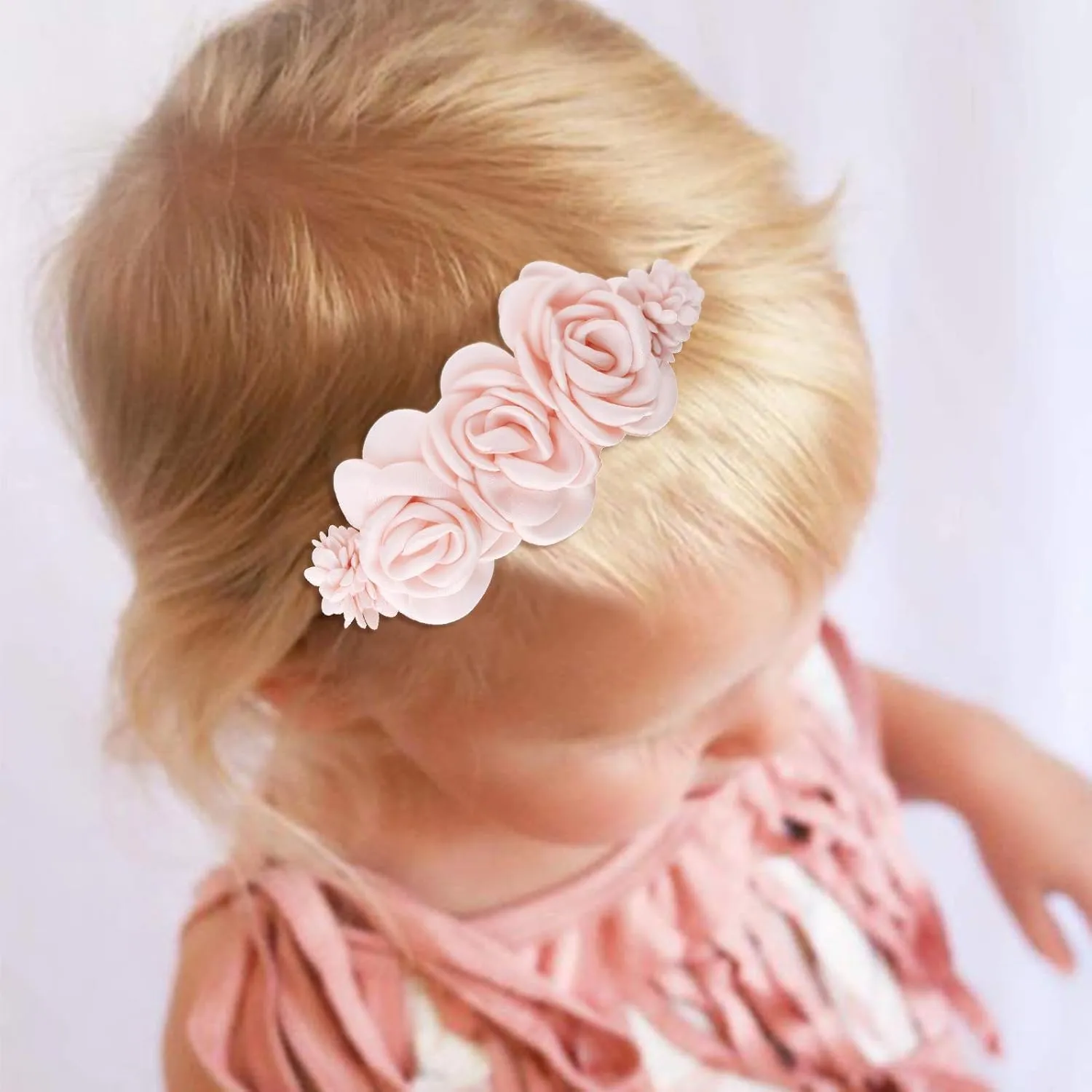 Baby Girl Floral Headband Nylon Flower Crown Elastic Hairband 3pcs Hair Accessories Gift for Girls (33#)