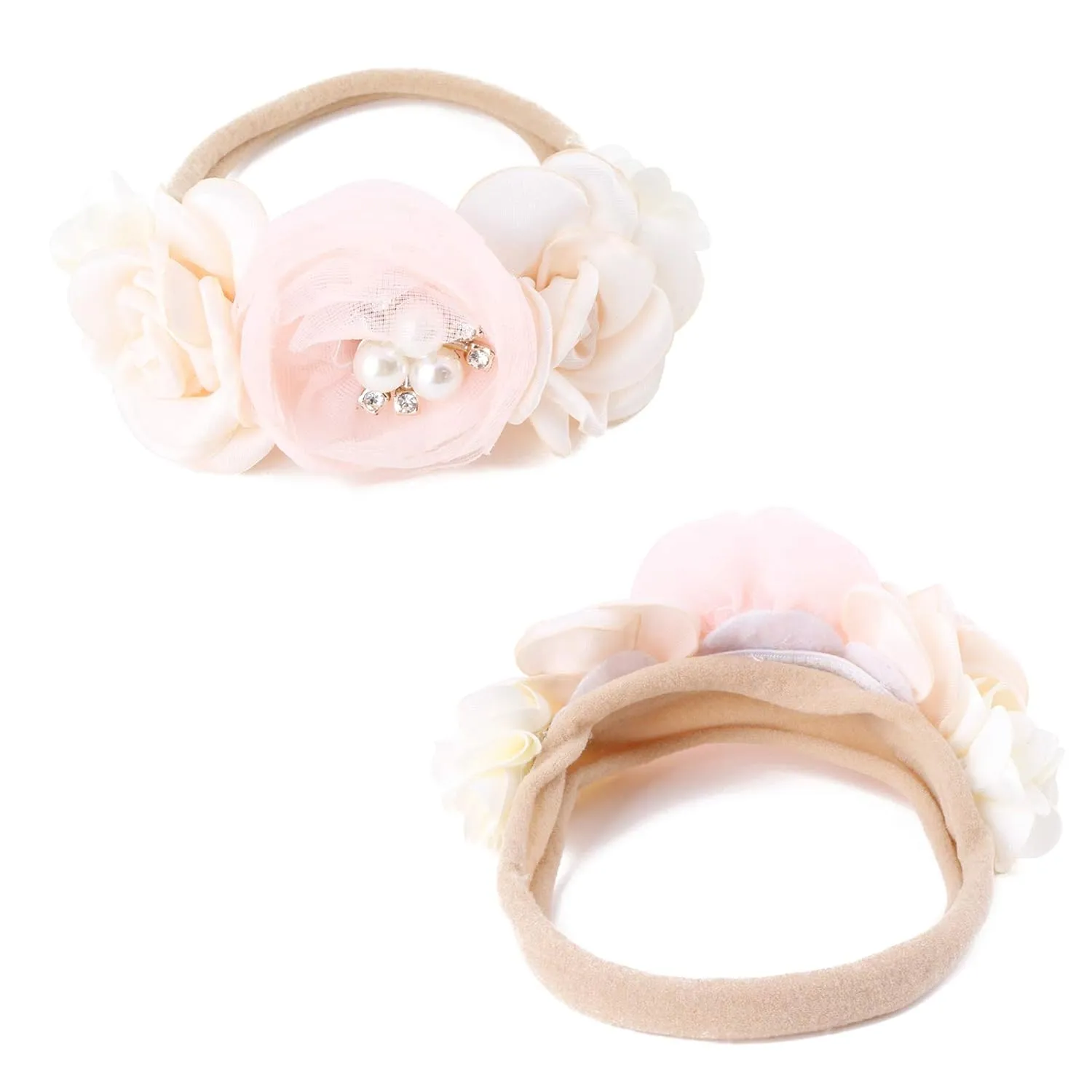 Baby Girl Floral Headband Nylon Flower Crown Elastic Hairband 3pcs Hair Accessories Gift for Girls (33#)