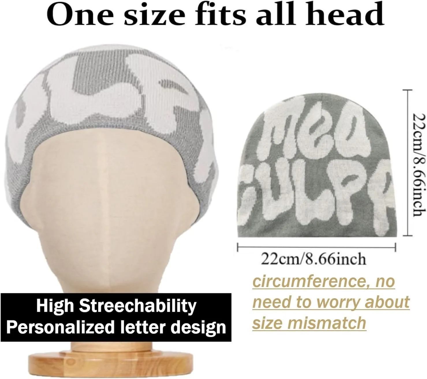 Beanie Y2k Hat MEA Culpa Graphic Beanies Design Winter Warm Hats Knit Skull Cap for Men Women