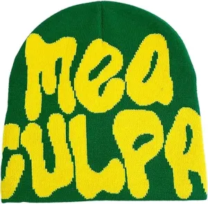 Beanie Y2k Hat MEA Culpa Graphic Beanies Design Winter Warm Hats Knit Skull Cap for Men Women