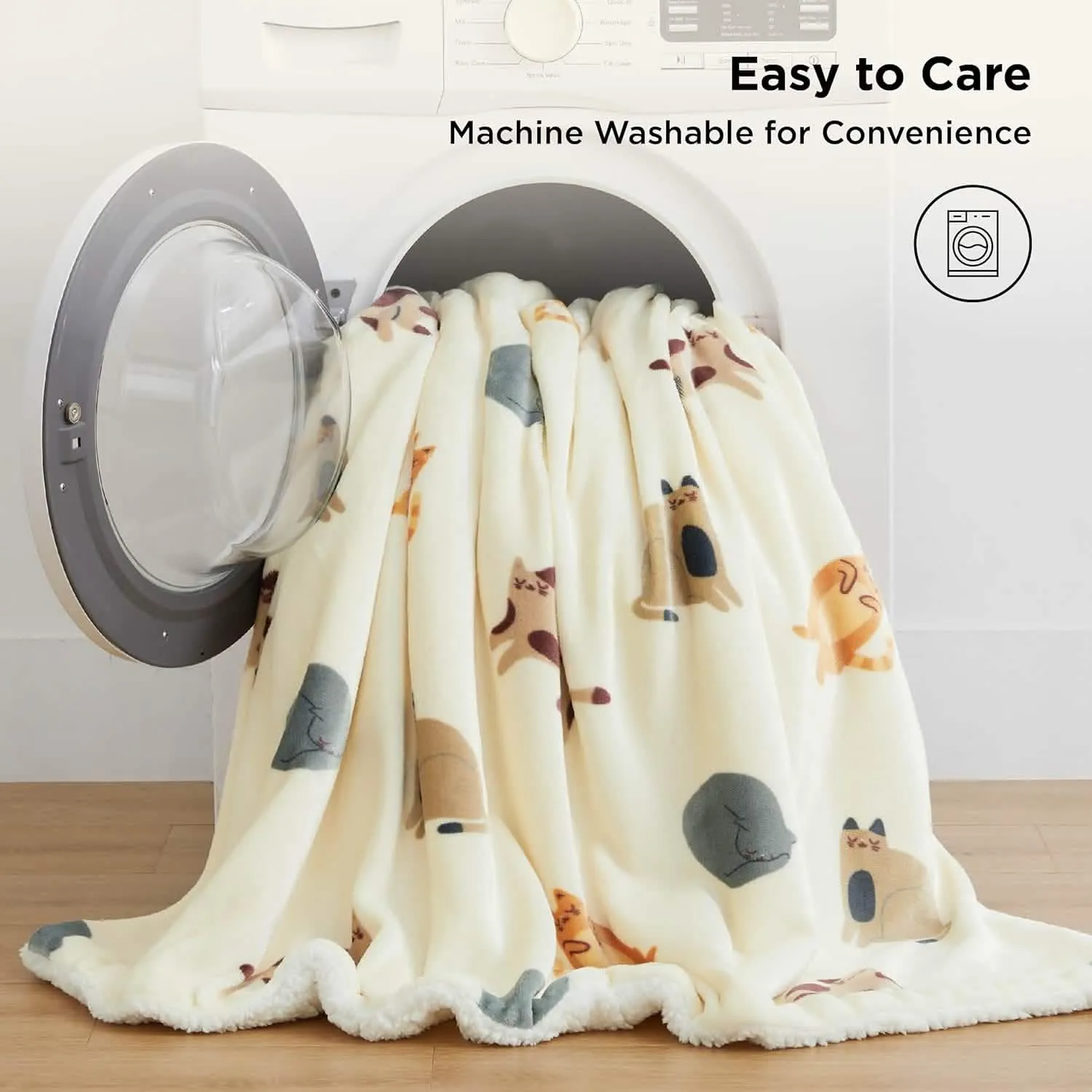 Bedsure Printed Throw Sherpa Blanket Print-cat