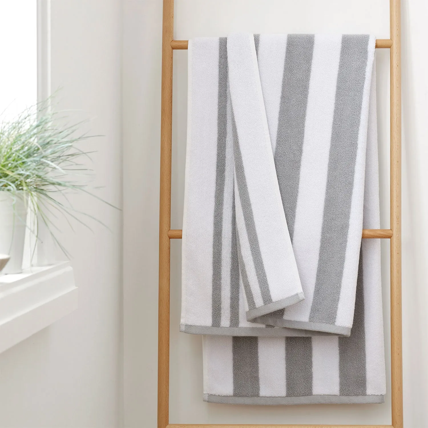 Bianca Reversible Stripe Grey Jacquard Towels