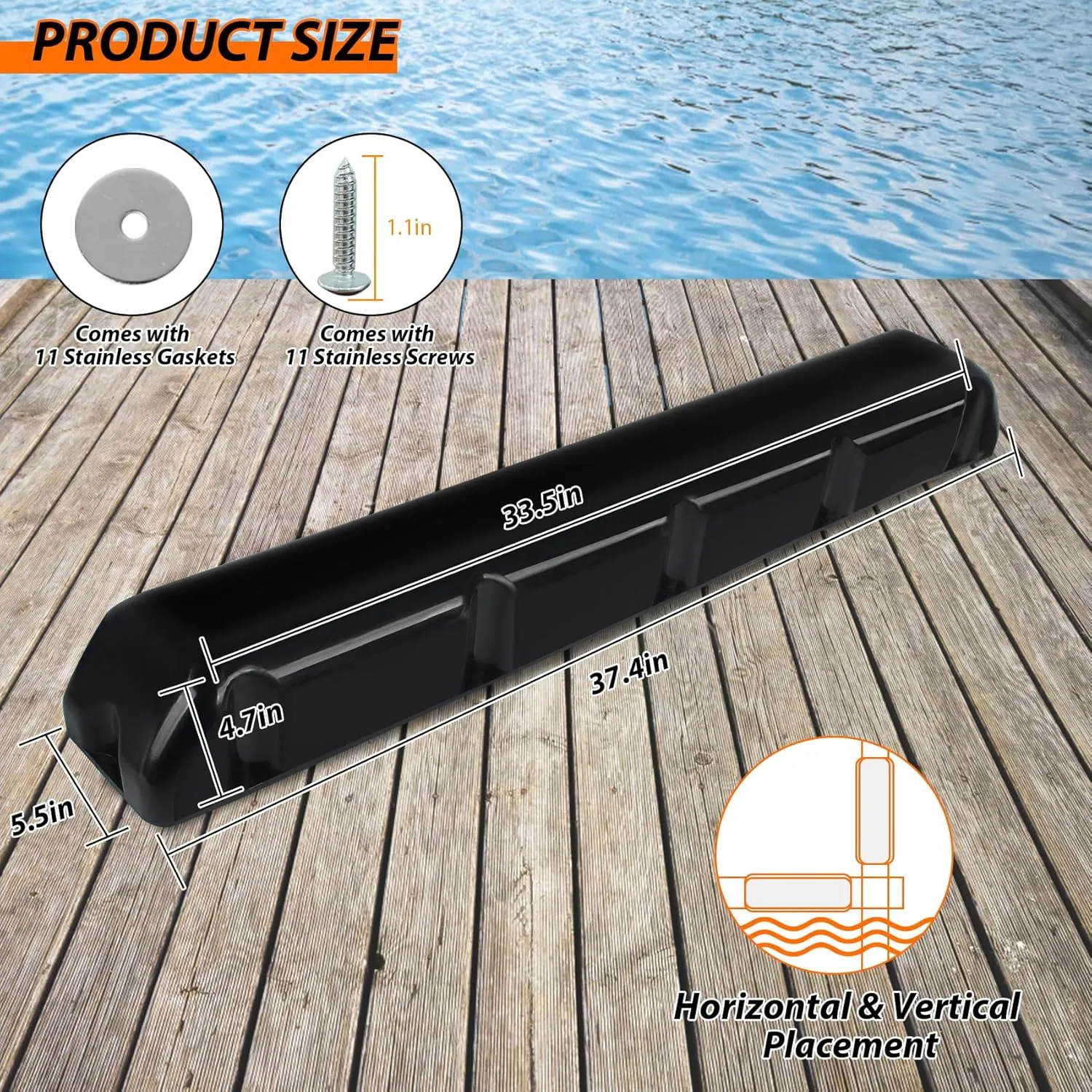 Boat Dock Fender with Screws,PVC Marine for Boat Dock Vertical Pole Post or Corner Dock(24 inch,38 inch,48 inch,72 inch,31.5 inch)
