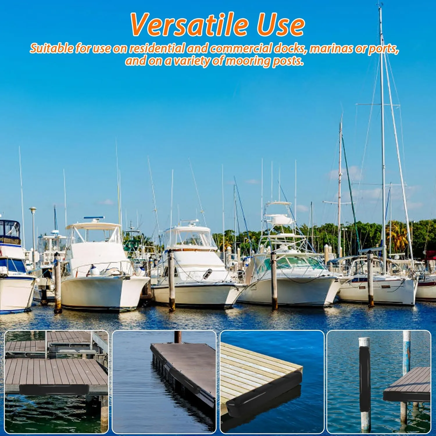 Boat Dock Fender with Screws,PVC Marine for Boat Dock Vertical Pole Post or Corner Dock(24 inch,38 inch,48 inch,72 inch,31.5 inch)