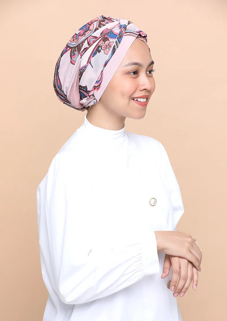 Boteh Pink- Cap Shawl- Mosaic Chiffon