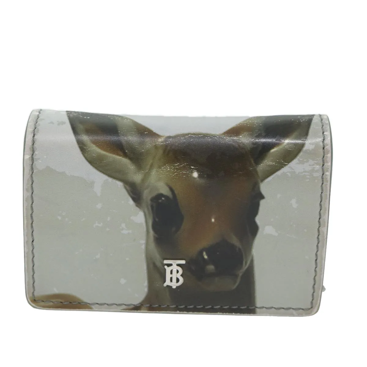 BURBERRY Chain Wallet Patent leather Gray  64515