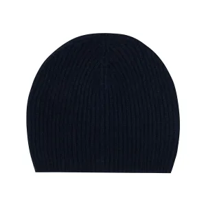 Cashmere Rib Beanie in Navy