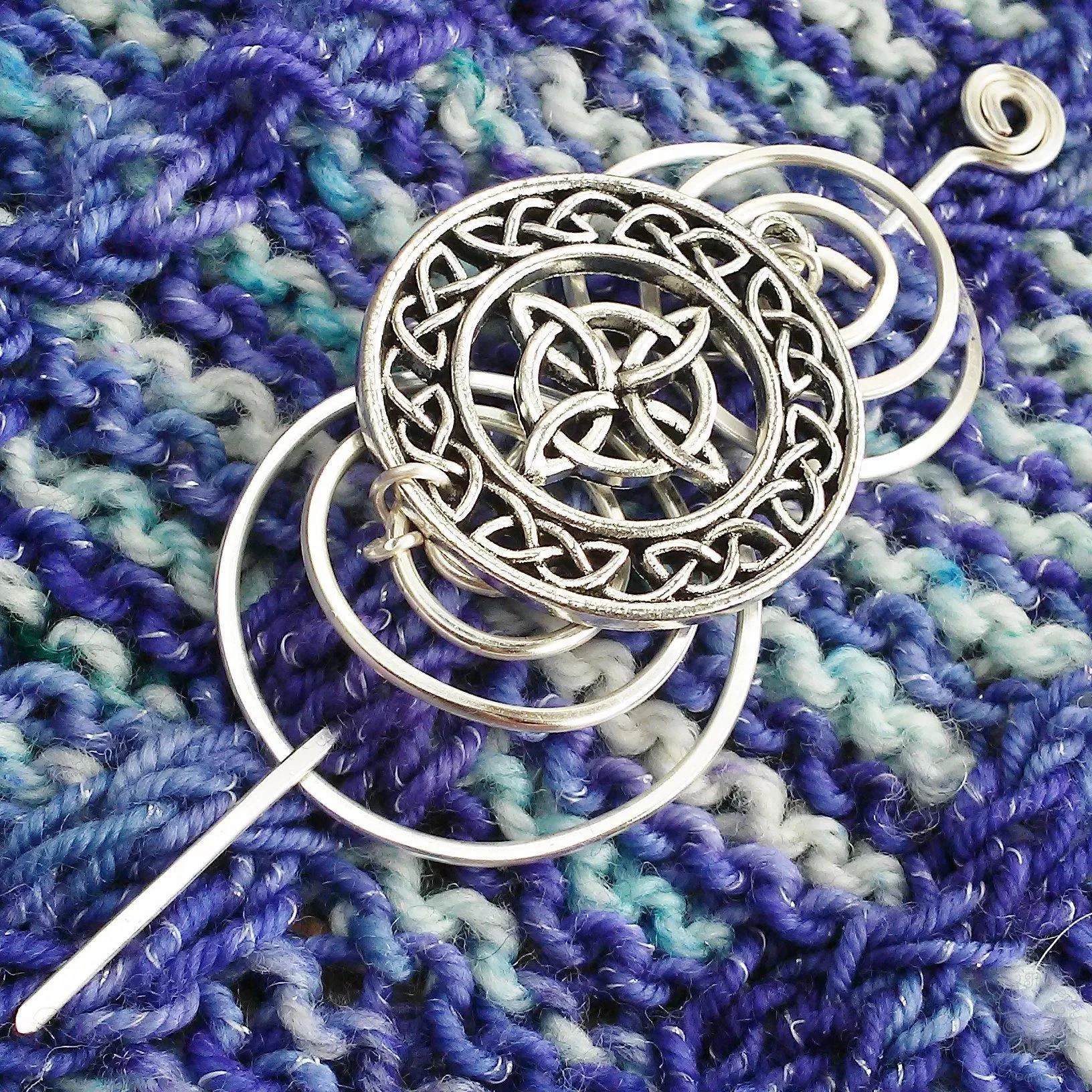 Celtic Circles Knot Shawl Pin - Charmed Silver