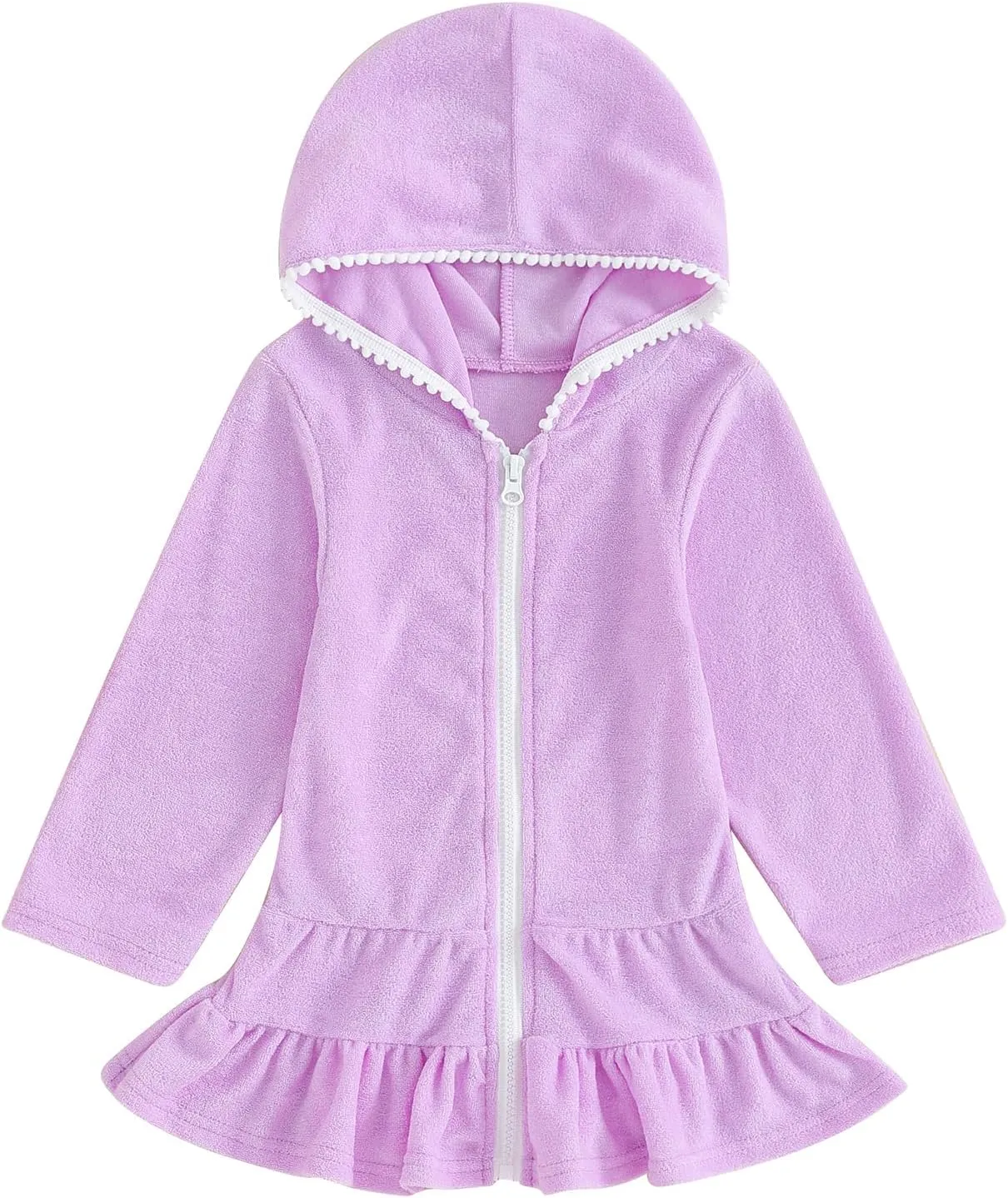 CIYCUIT Toddler Girls Swim Cover Up with Hood and Zipper