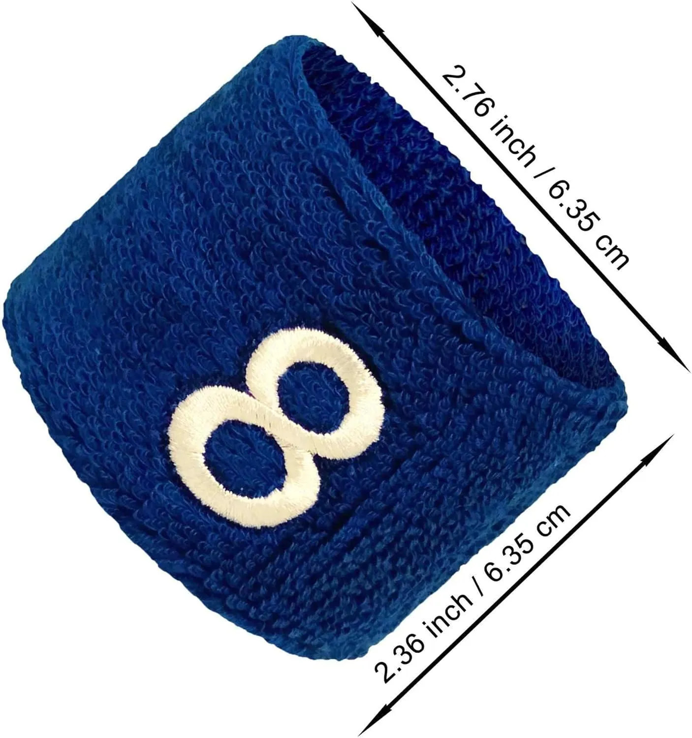 Couver Unisex Blue Sports/Athletic with Number Embroidery Sweat Wristband, One Size, 1 Piece