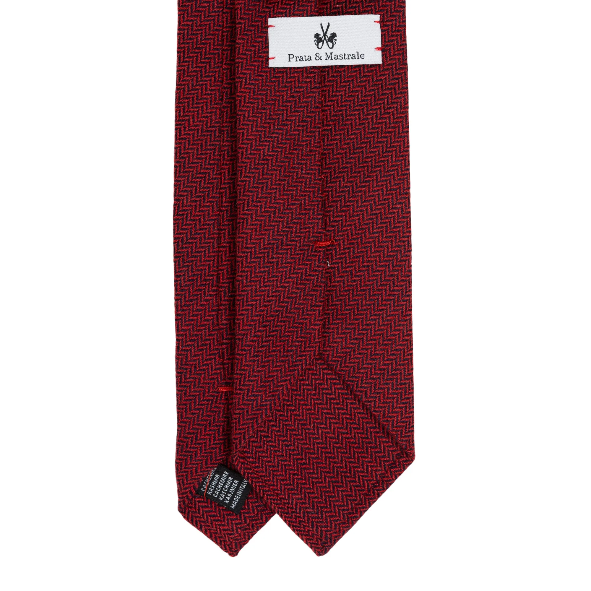 Cravatta in Cashmere - RED HERRINGBONE KASHMĪR
