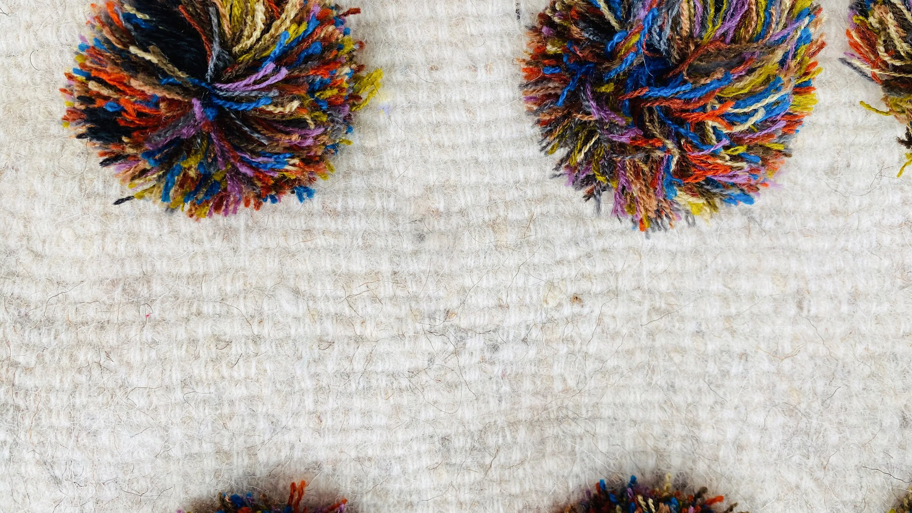 Earth Tones Wool Shawl. Pom Poms & Tassels. Mayan. Chamula. Mexico