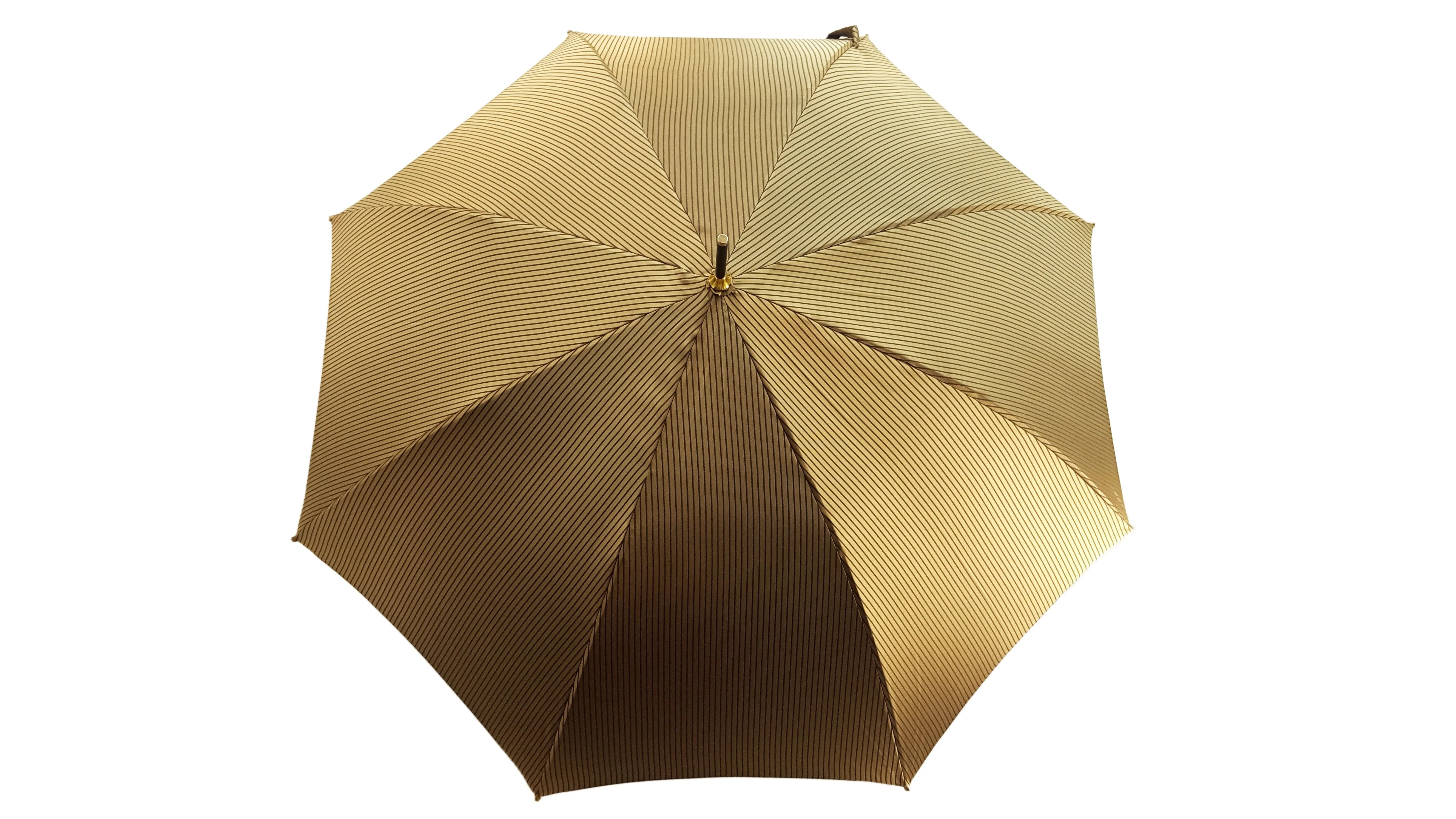 Enamelled Luxury Skull Umbrella Beige Striped Design