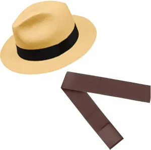 Gamboa - Genuine White Panama Hat Fedora   Linen Hat Band