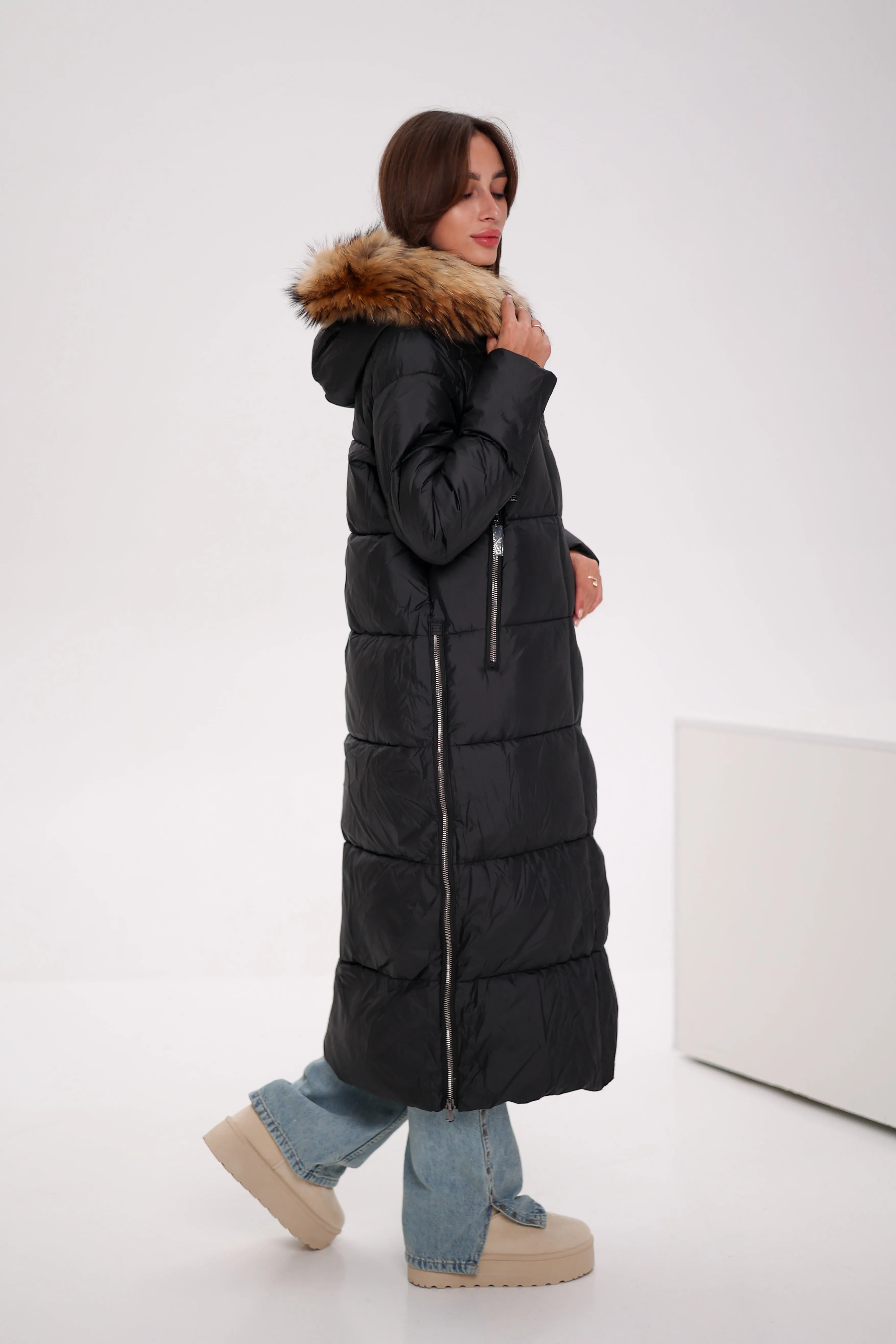Genuine Fur Trim Down Alternative Coat