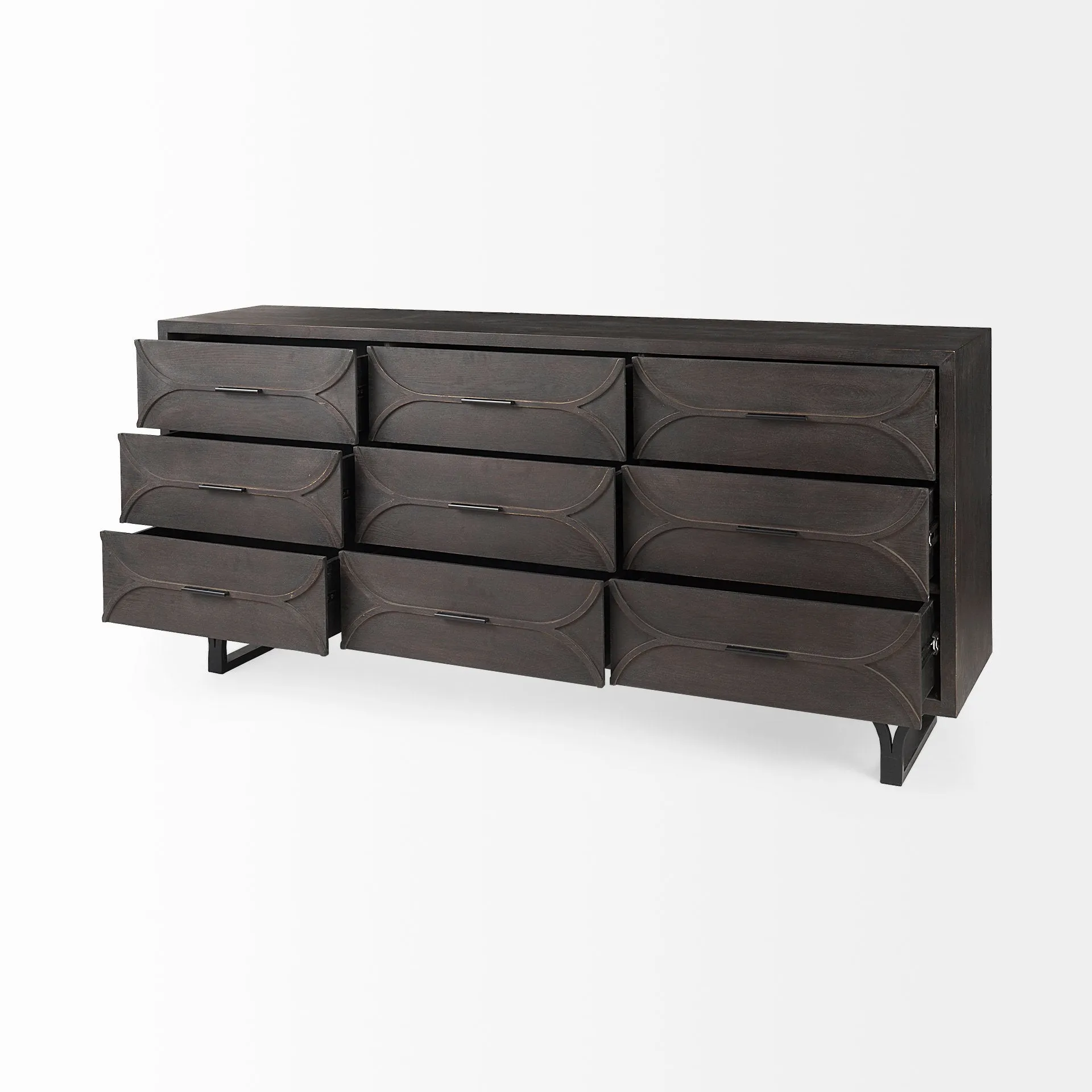 Giselle Sideboard Dark Brown Wood | Black Metal