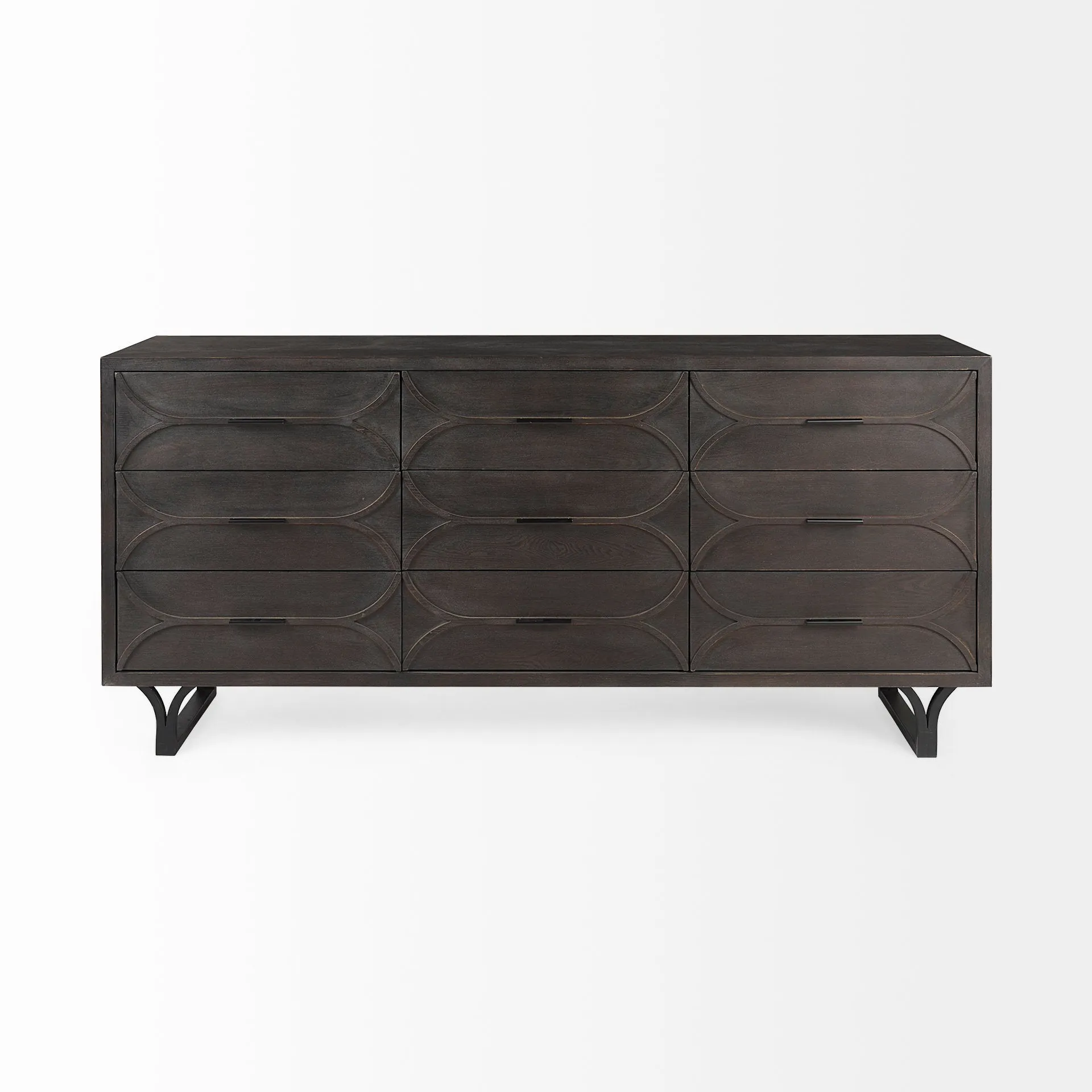 Giselle Sideboard Dark Brown Wood | Black Metal