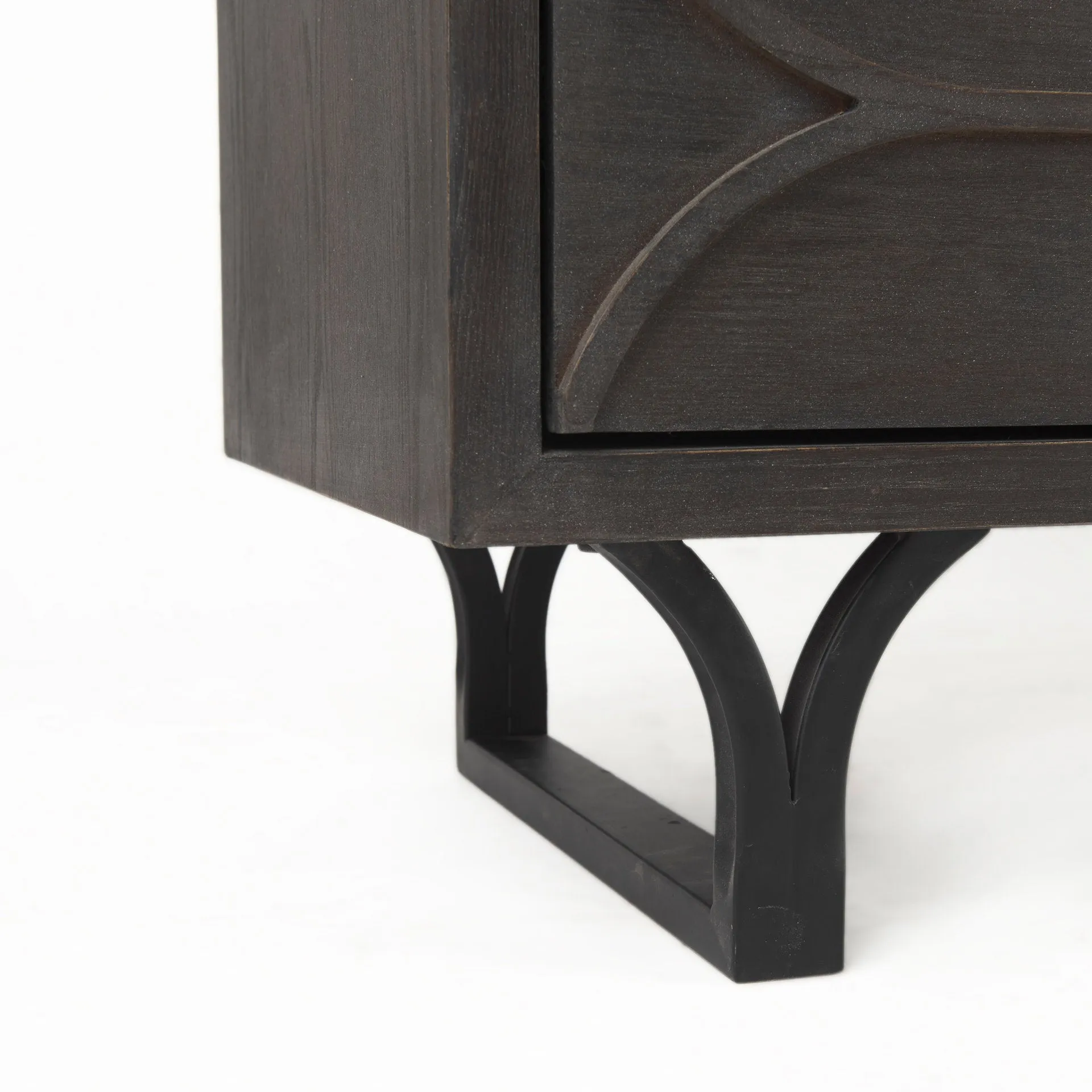 Giselle Sideboard Dark Brown Wood | Black Metal