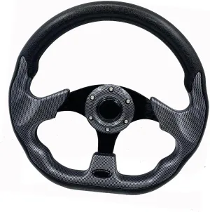 Golf Cart Steering Wheel,Universal Golf Cart Skid Steering Wheel,for Club Car EZGO RXV and TXT, Yamaha, Precedent Tempo (Blackgrid)