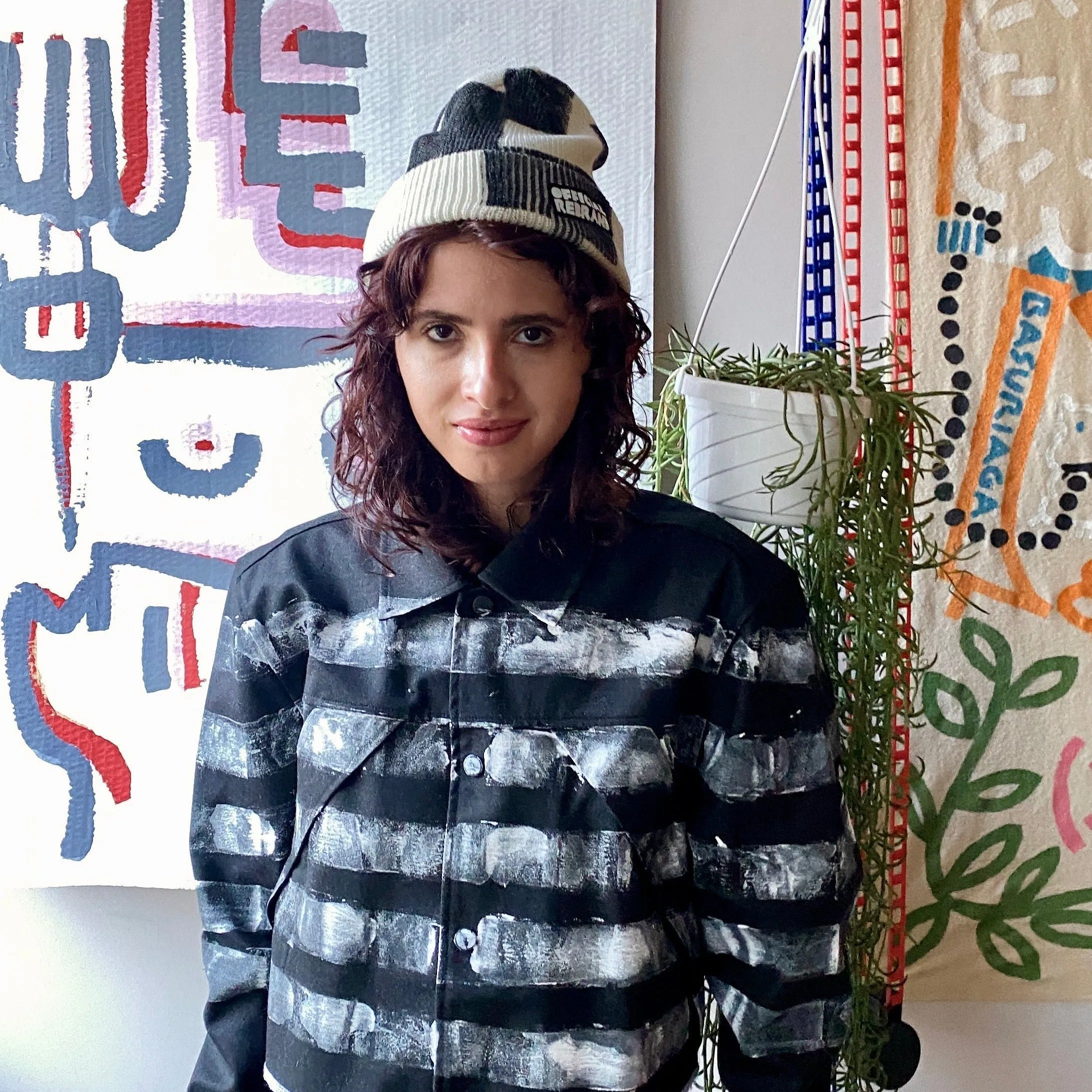 HAND-PAINTED merino wool beanie
