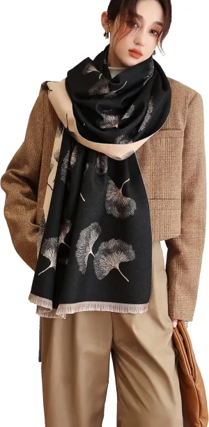 iCuviy Fashion Large Scarf Winter Pashmina Shawls & Wraps for Women Extra Soft Cashmere Feel Throw Womens Cold Scarfs