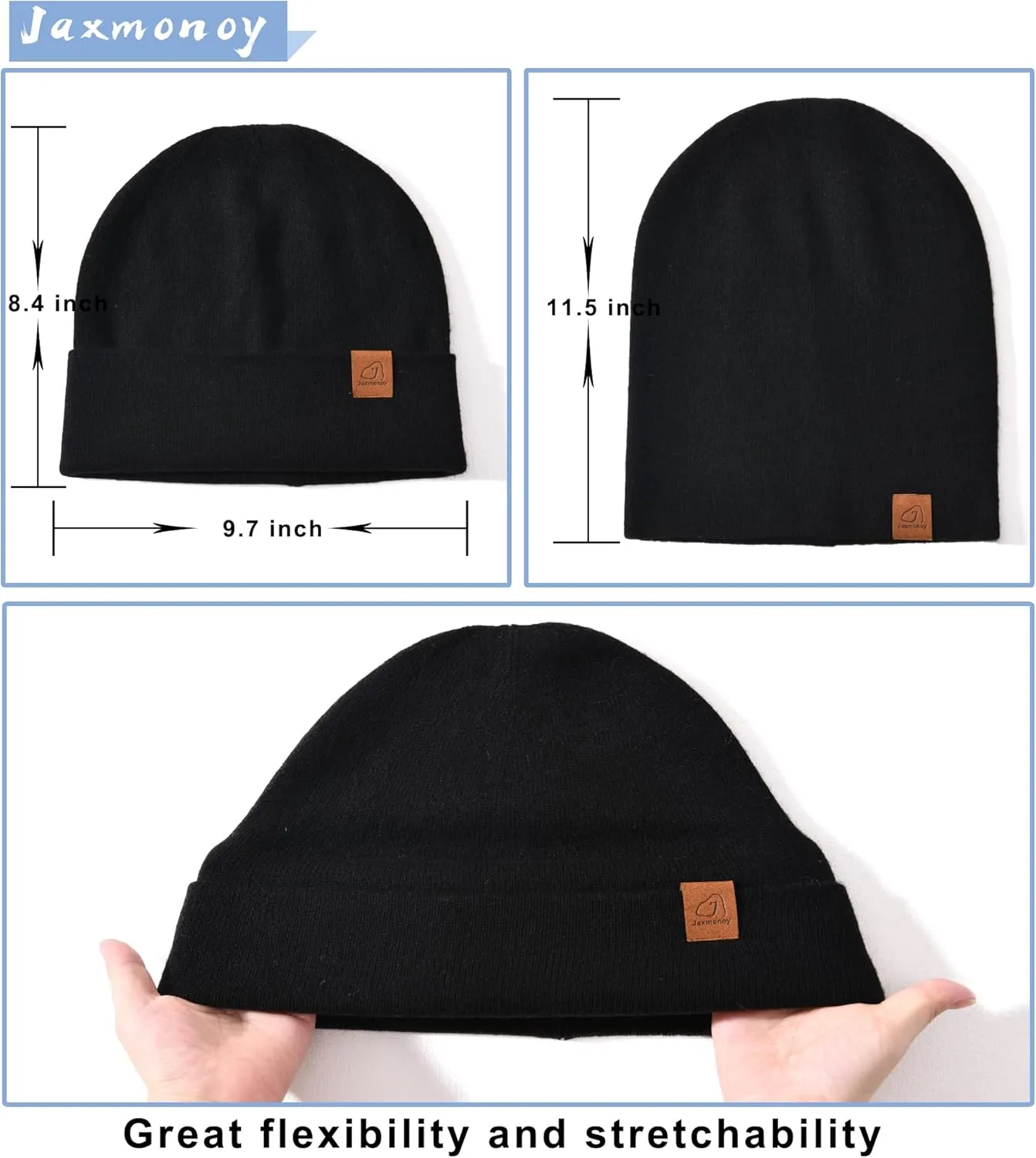 jaxmonoy Slouchy Knit Beanies Winter Hats for Women Men Soft Warm Reversible Slouch Cuffed Skull Knitted Beanie Cap