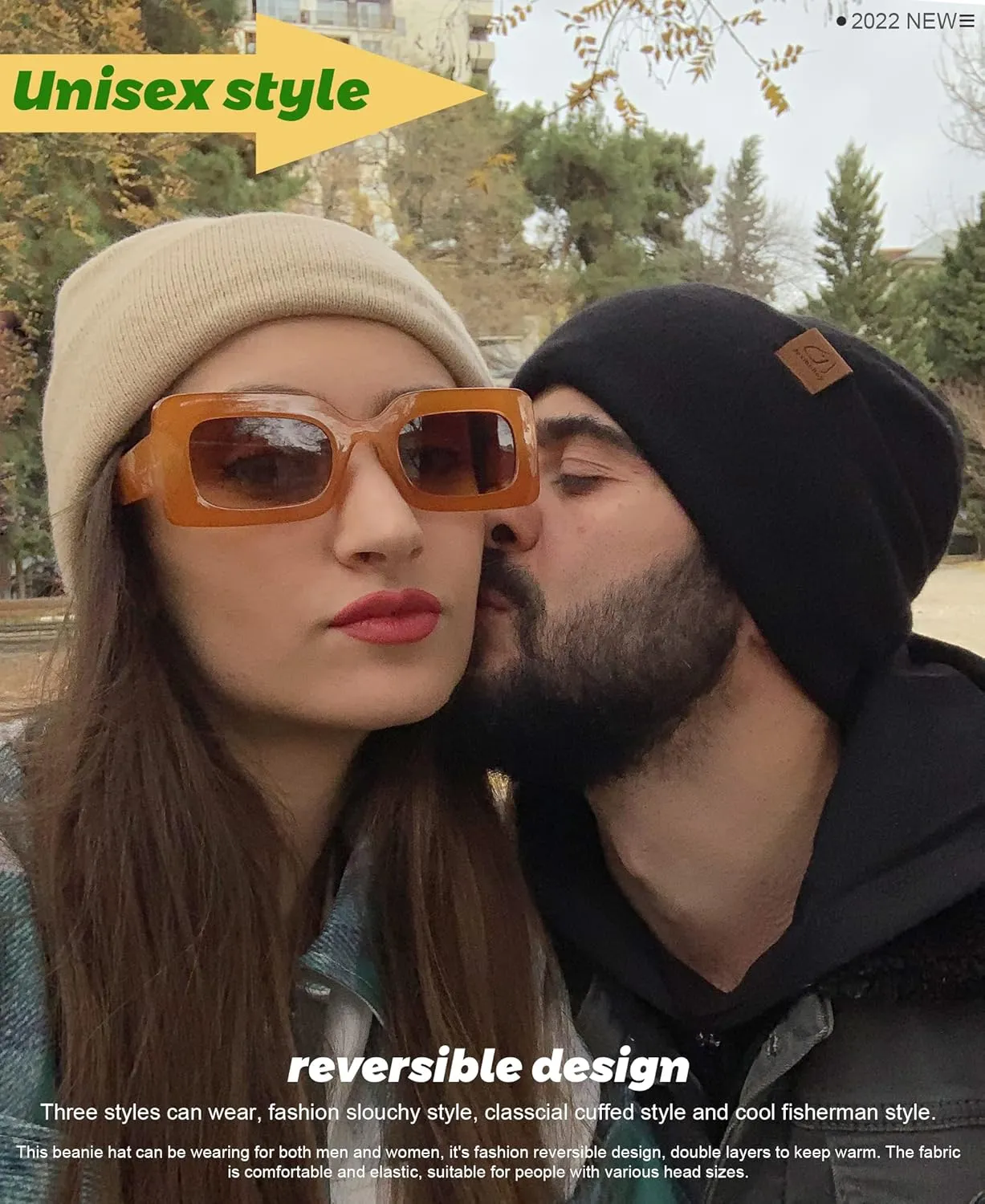 jaxmonoy Slouchy Knit Beanies Winter Hats for Women Men Soft Warm Reversible Slouch Cuffed Skull Knitted Beanie Cap