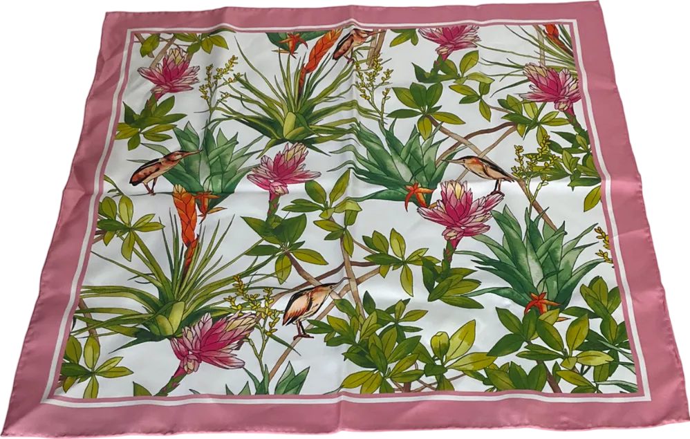 JMcLaughlin Pink Nikki Silk Scarf In Mangrove Idyll