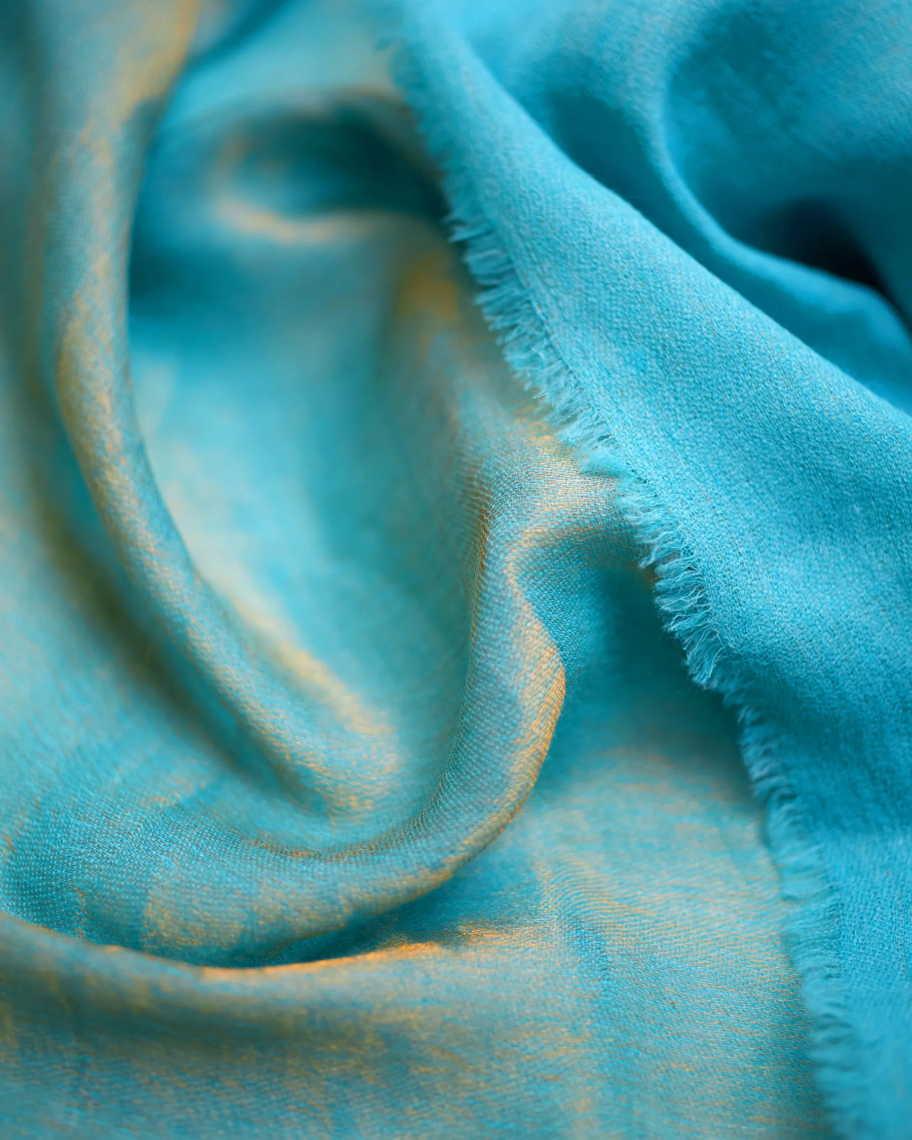 Josephine Reversible Pashmina Shawl in Gold Shimmer Turquoise