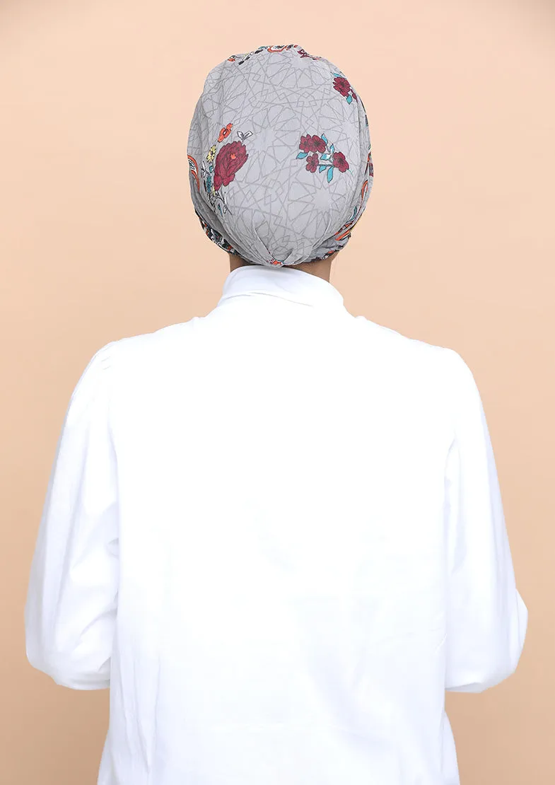 Kashmir Gray- Cap Shawl- Crinkled Chiffon