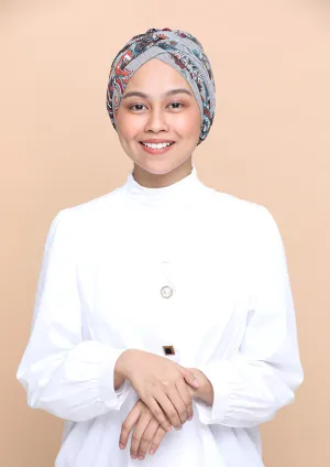 Kashmir Gray- Cap Shawl- Crinkled Chiffon