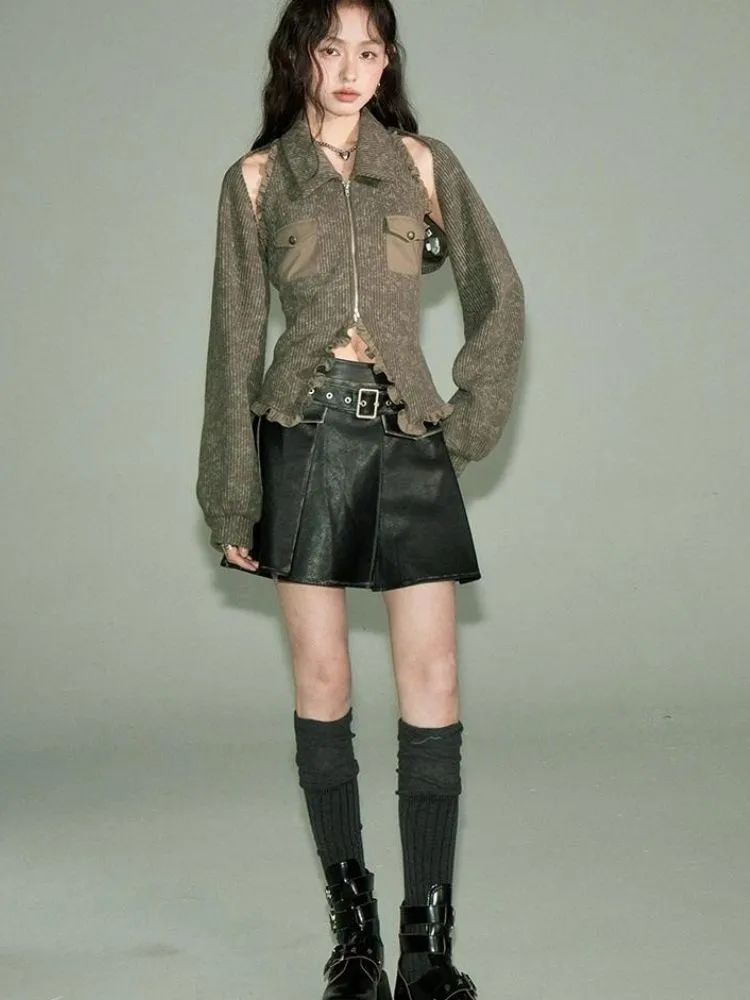 Knitted shirt and shawl suit 【s0000003278】