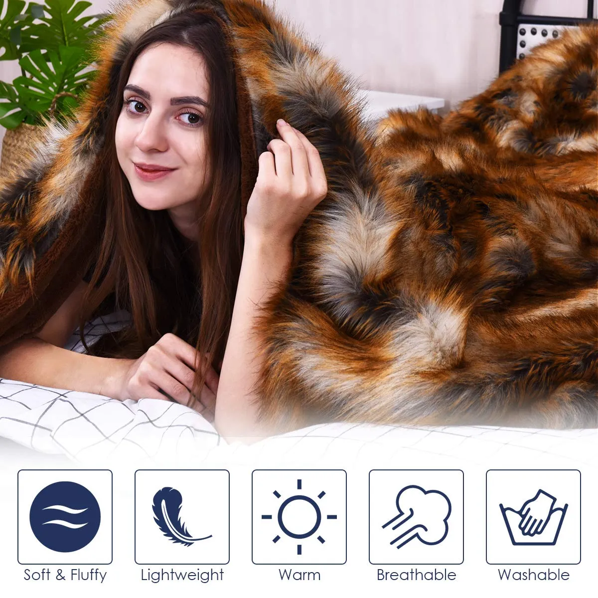 KOMFOTT All Season Fluffy Ultra Soft Fuzzy Bed Blankets (58" x 84")