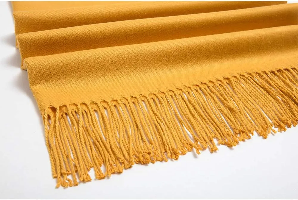 Large Soft Cashmere Feel Scarf Silky Pashmina Solid Colors Shawls Warm Wraps