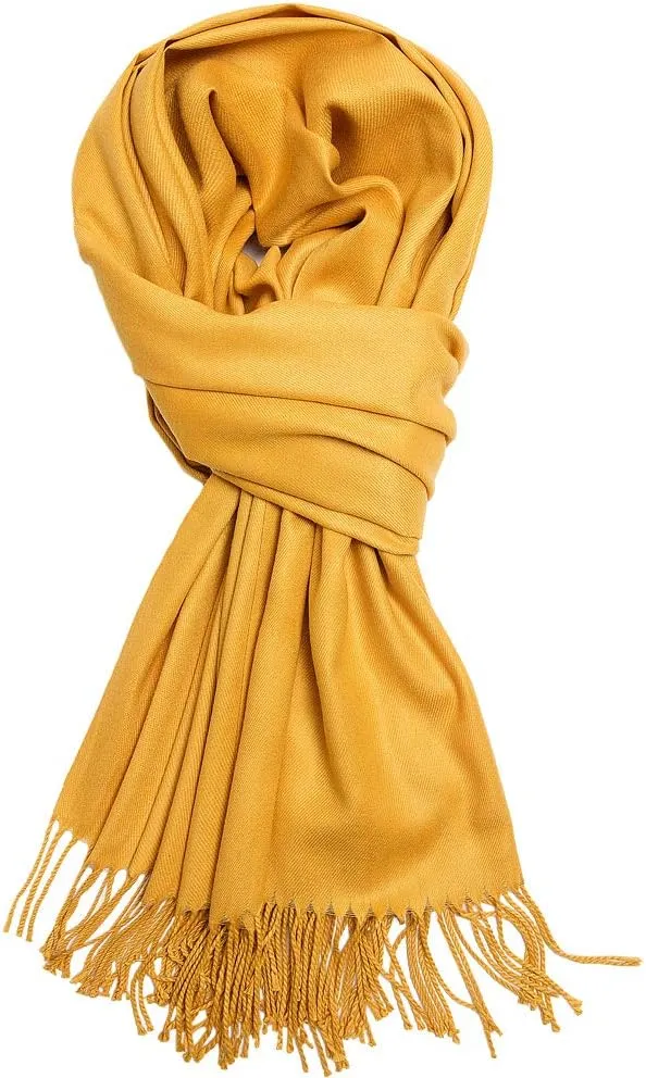 Large Soft Cashmere Feel Scarf Silky Pashmina Solid Colors Shawls Warm Wraps