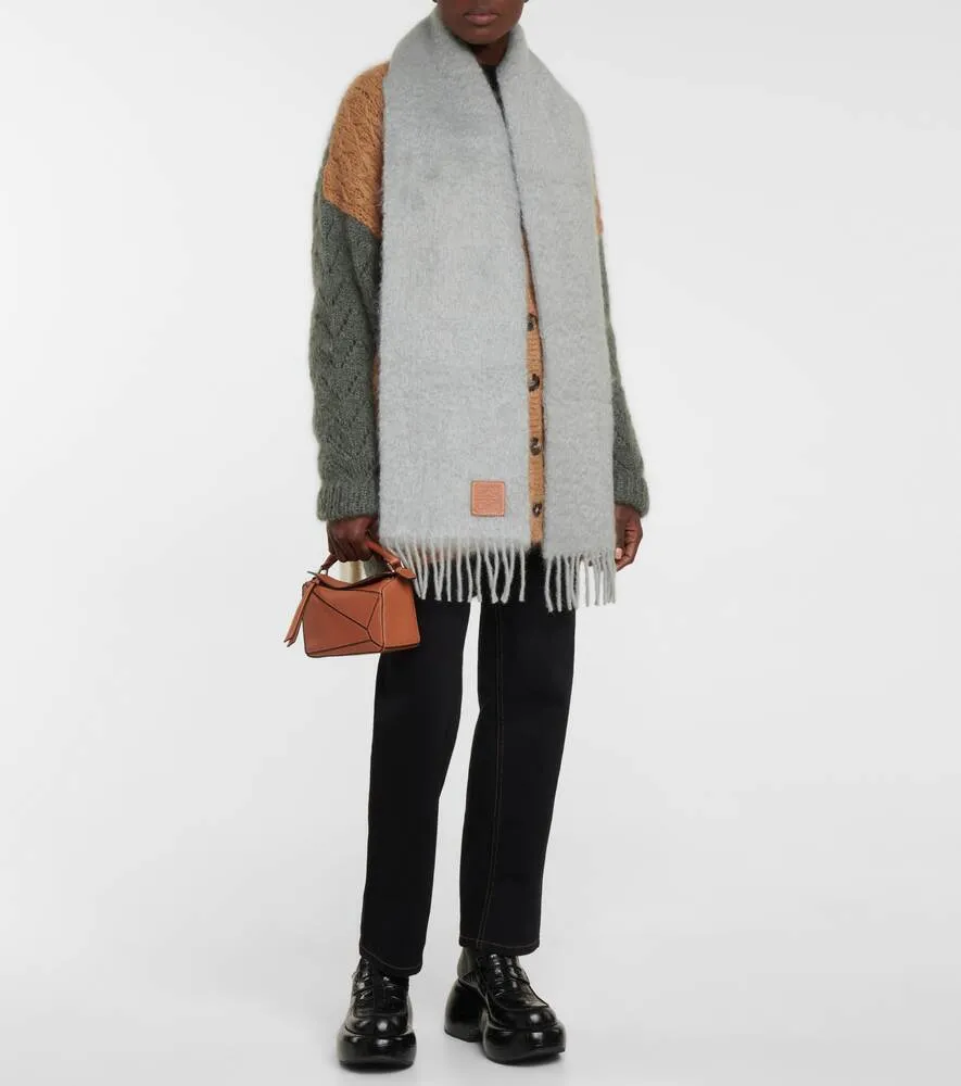 Loewe mohair and wool scarf, gray
